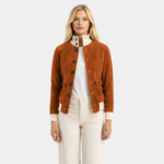 Sasha A1 Brown Suede Bomber Jacket - Leather Clan