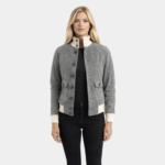 Sasha A1 Grey Suede Bomber Jacket - Leather Clan