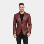 Satin Lining Men's Leather Blazer
