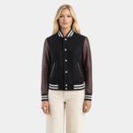 Savant Maroon & Black Hybrid Varsity Jacket - Leather Clan