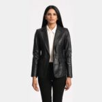 Selina Black Leather Blazer - Leather Clan