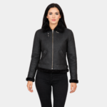 Sherilyn B-3 Distressed Black Leather Bomber Jacket - Leather Clan