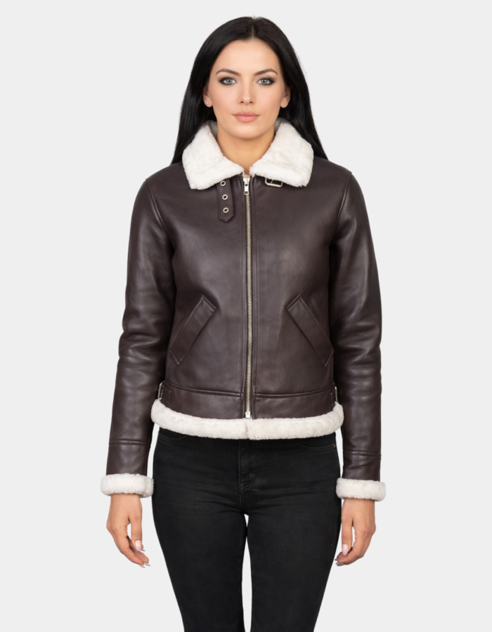 Sherilyn B-3 Maroon Leather Bomber Jacket - Leather Clan