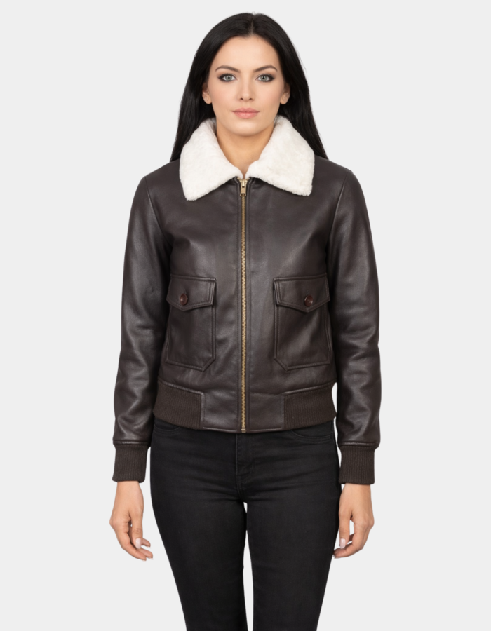 Stella G-1 Brown Leather Bomber Jacket - Leather Clan