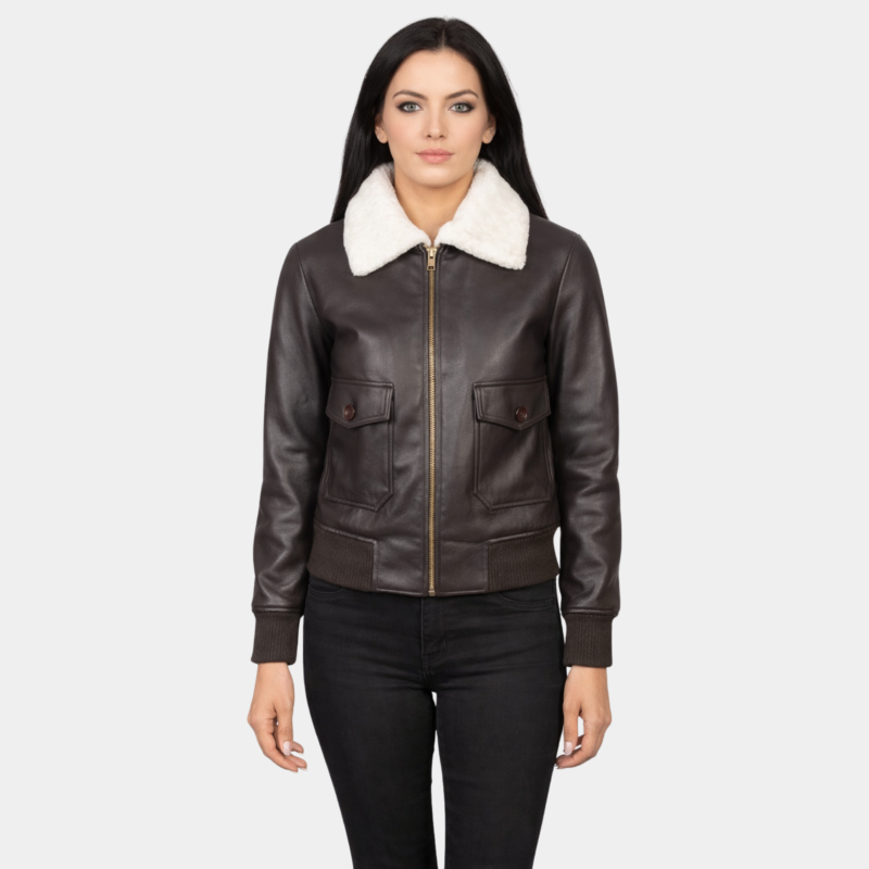 Stella G-1 Brown Leather Bomber Jacket - Leather Clan