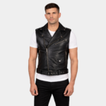 Ryder Black Leather Biker Vest