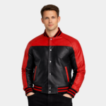 Terrance Black & Red Leather Varsity Jacket