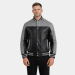 Terrance Black & Grey Leather Varsity Jacket