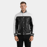 Terrance Black & White Leather Varsity Jacket
