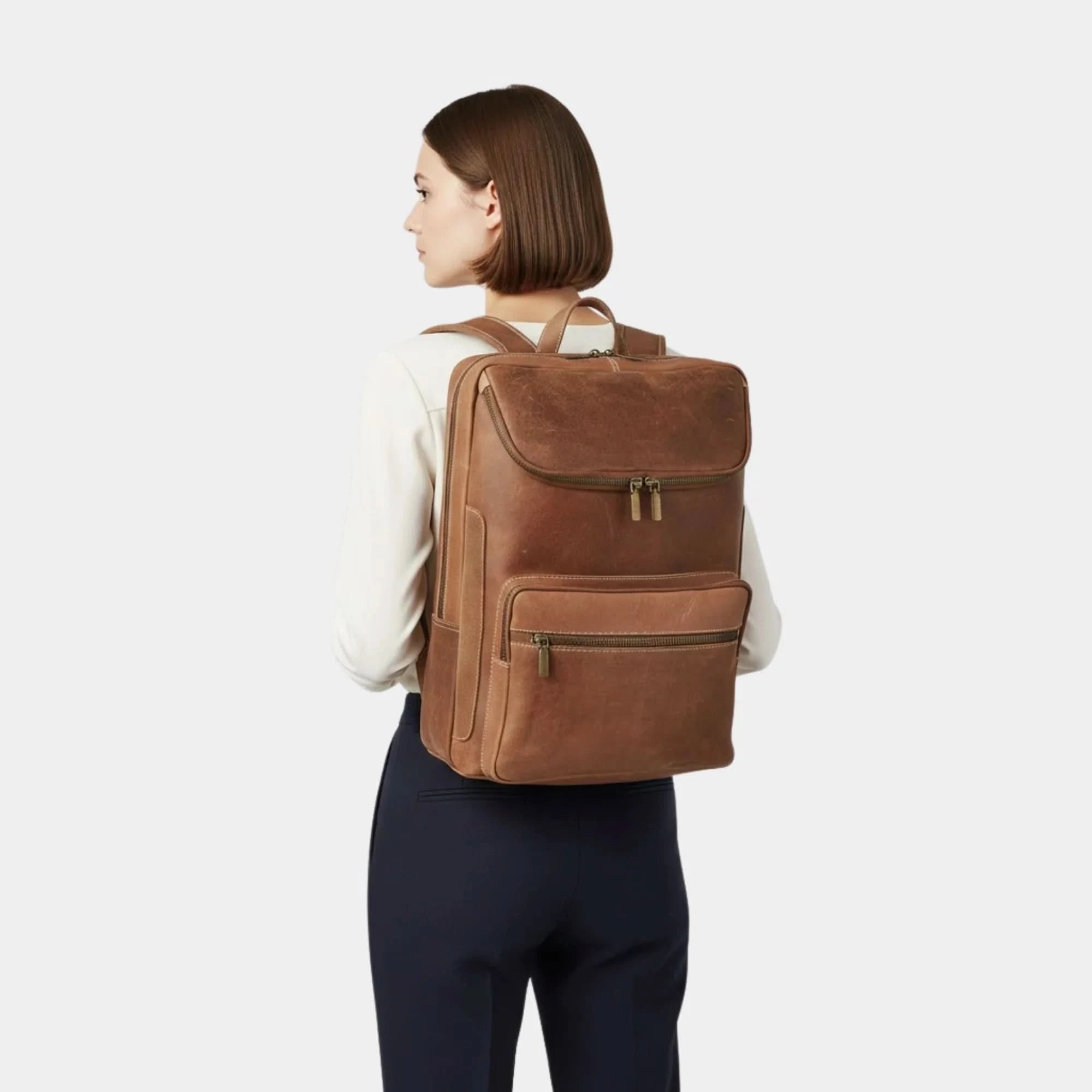 The Bedford Vintage Tan Leather Backpack - Image 1