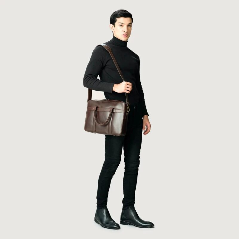The Captain Vintage Brown Leather Briefcase - Leather Clan