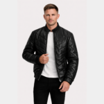 Travis Black Leather Puffer Jacket