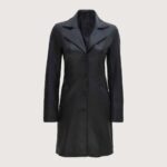 Women Black Real Leather Car Coat