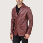Satin Lining Men's Leather Blazer