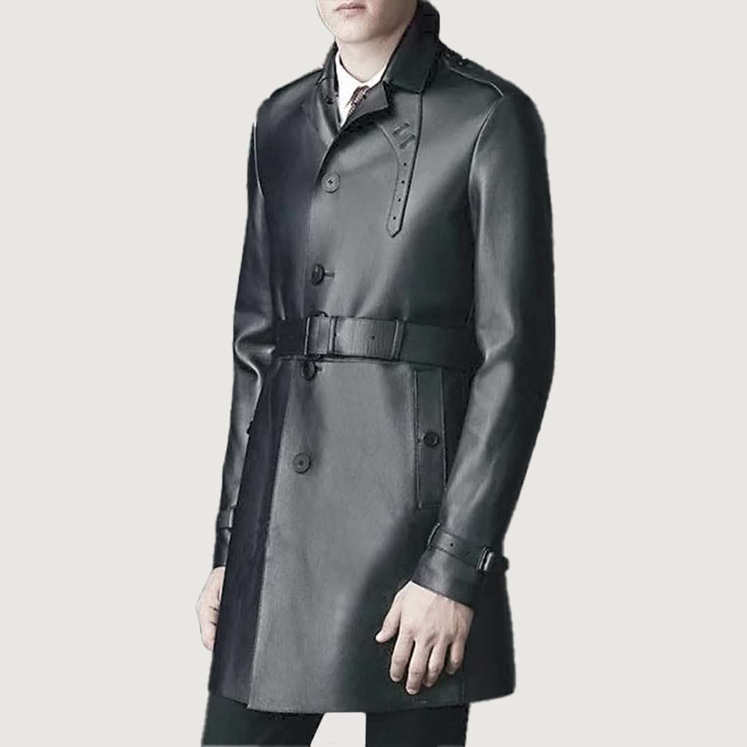 Leather Long Coat #204
