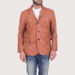 Tan Brown Leather Blazer