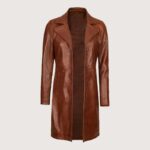 Bryson Womens Cognac Brown Leather Car Coat