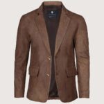 Men's Rub Off Light Brown Lambskin Leather Blazer
