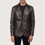Men's Daron Brown Leather Blazer