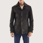 Semi-Aniline Black Leather Coat