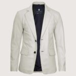 Men’s Classic Two Button White Leather Blazer