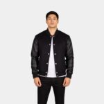 Vaxton Black Hybrid Varsity Jacket
