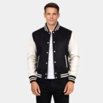 Vaxton Black & White Hybrid Varsity Jacket