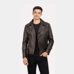 Vincent Brown Leather Biker Jacket