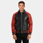Walton Black & Red Leather Varsity Jacket