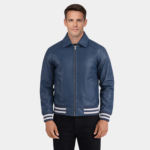 Walton Blue Leather Varsity Jacket