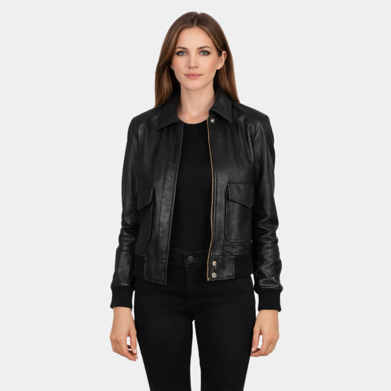 Westa A-2 Black Leather Bomber Jacket - Leather Clan