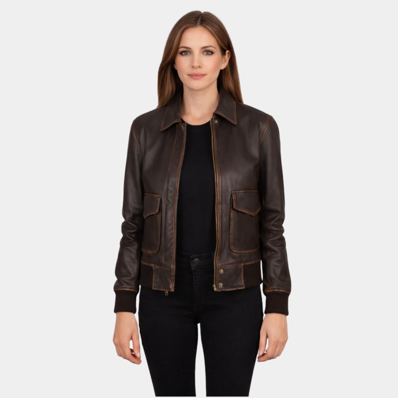Westa A-2 Brown Leather Bomber Jacket - Leather Clan