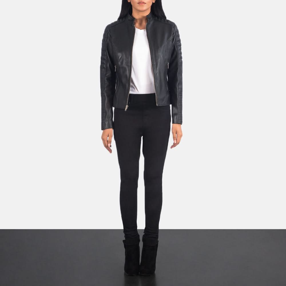 Adalyn Quilted Black Leather Biker Jacket - Leather Clan