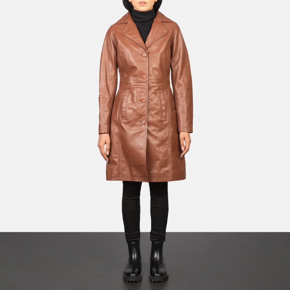 Alexis Brown Single Breasted Leather Coat - Leather Clan