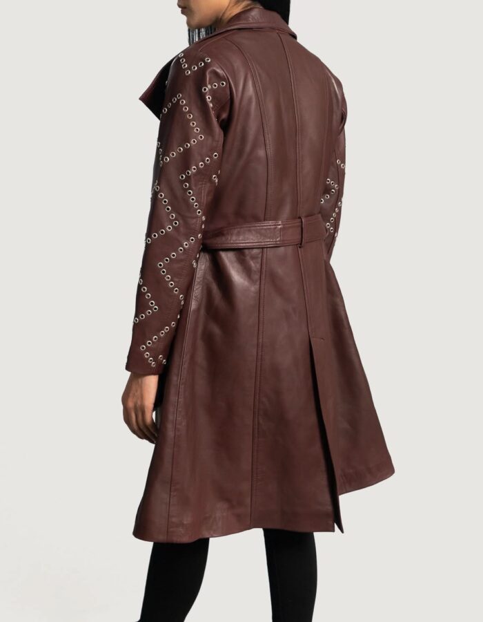 Missoni Maroon Leather Trench Coat - Leather Clan
