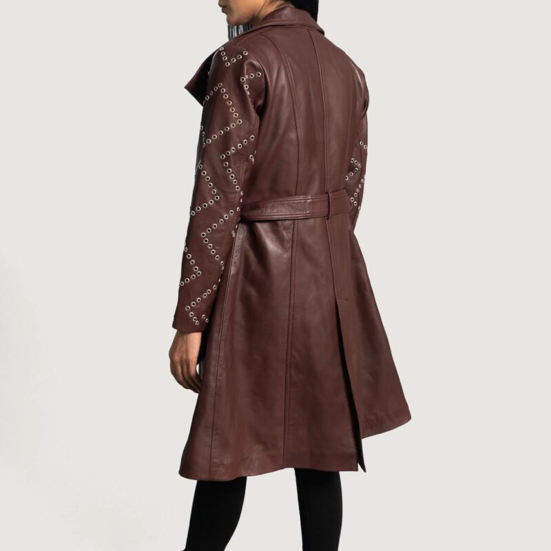 Missoni Maroon Leather Trench Coat - Leather Clan