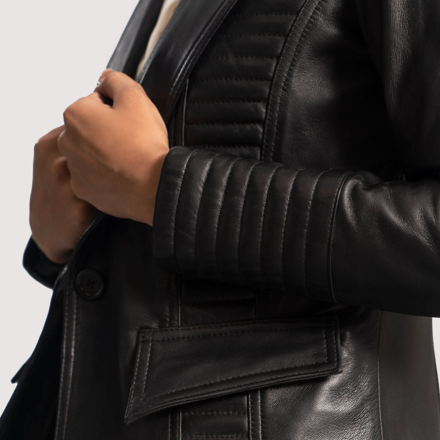 Selina Black Leather Blazer - Leather Clan