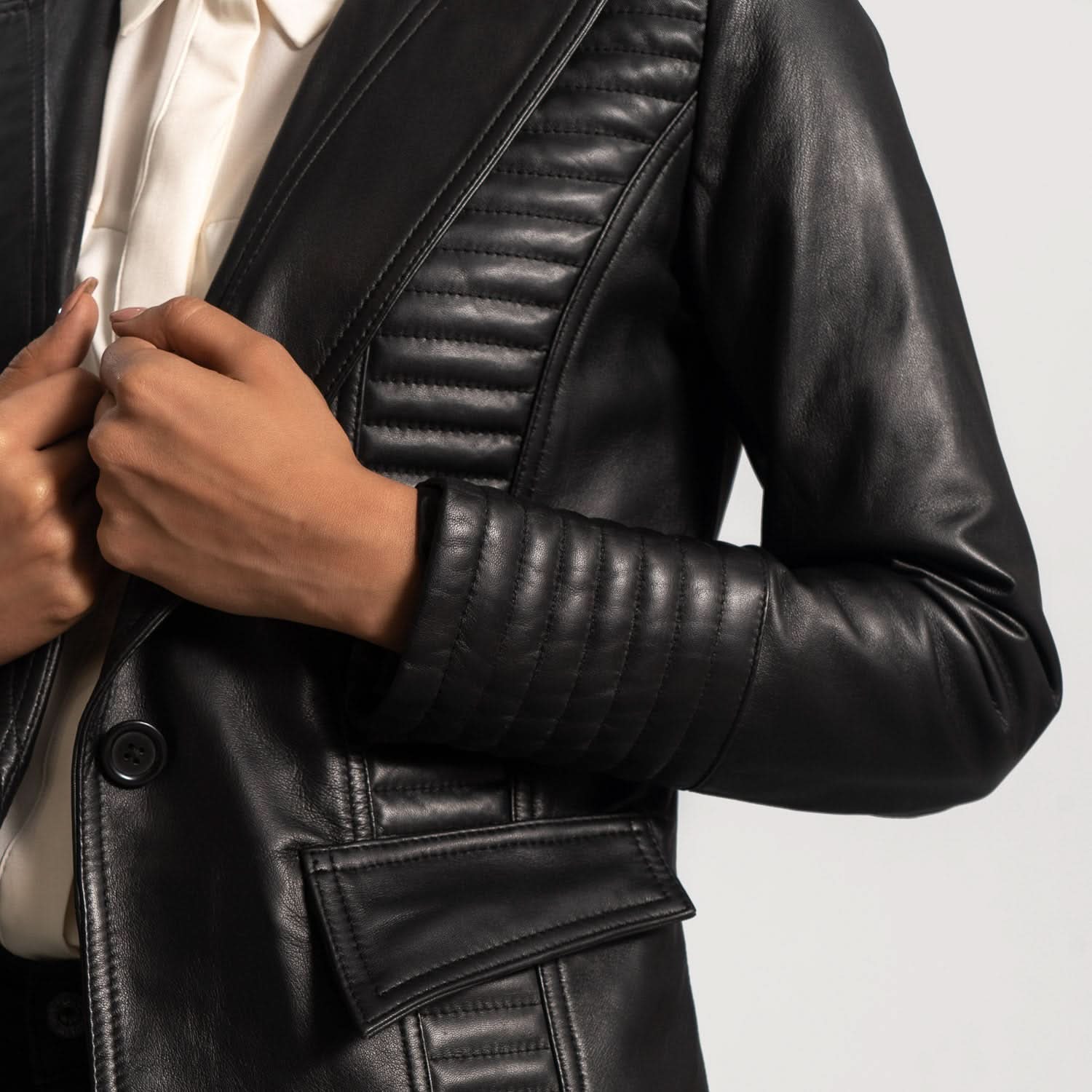Selina Black Leather Blazer - Leather Clan