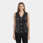 Avery Women's Classic Black Leather Vest
