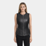 Women's Front Zip Closure Biker Leather Vest