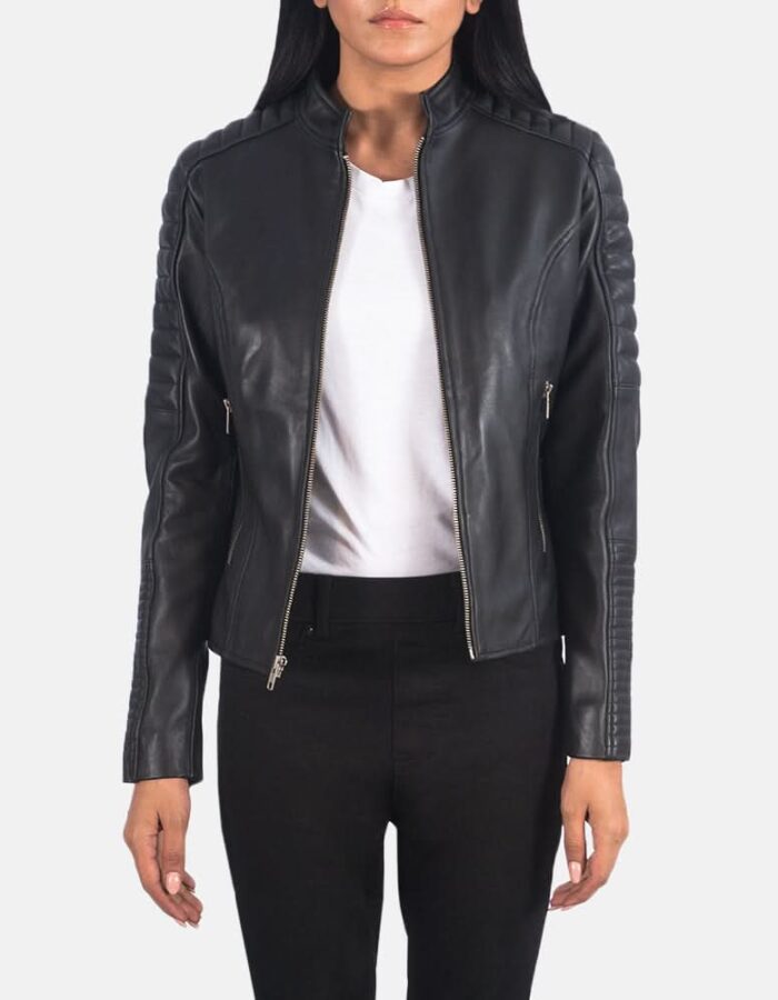 Adalyn Quilted Black Leather Biker Jacket - Leather Clan