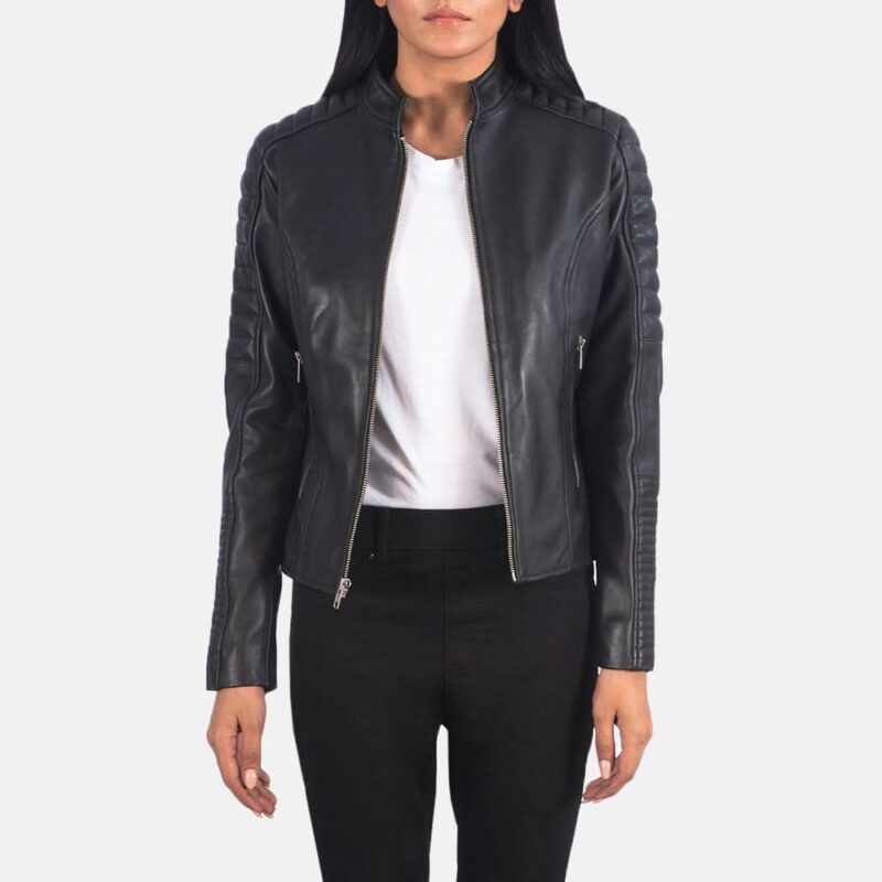 Adalyn Quilted Black Leather Biker Jacket - Leather Clan