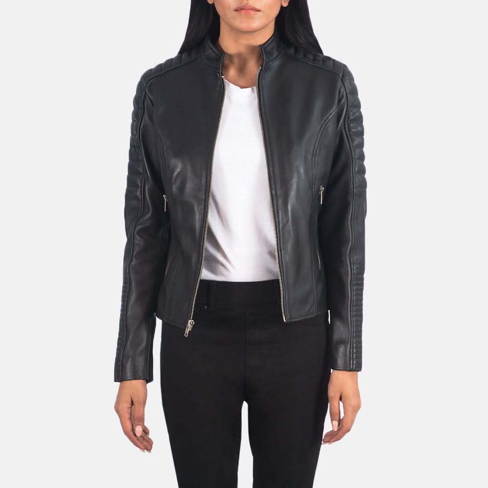 Adalyn Quilted Black Leather Biker Jacket - Leather Clan