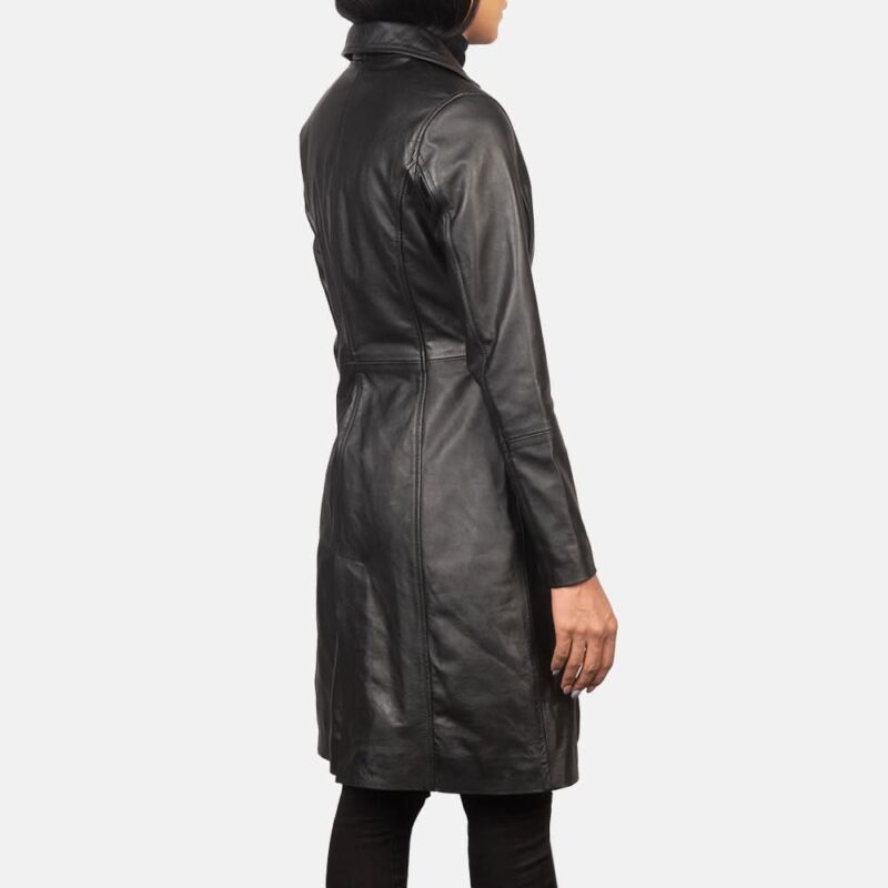 Alexis Black Single Breasted Leather Coat - Leather Clan