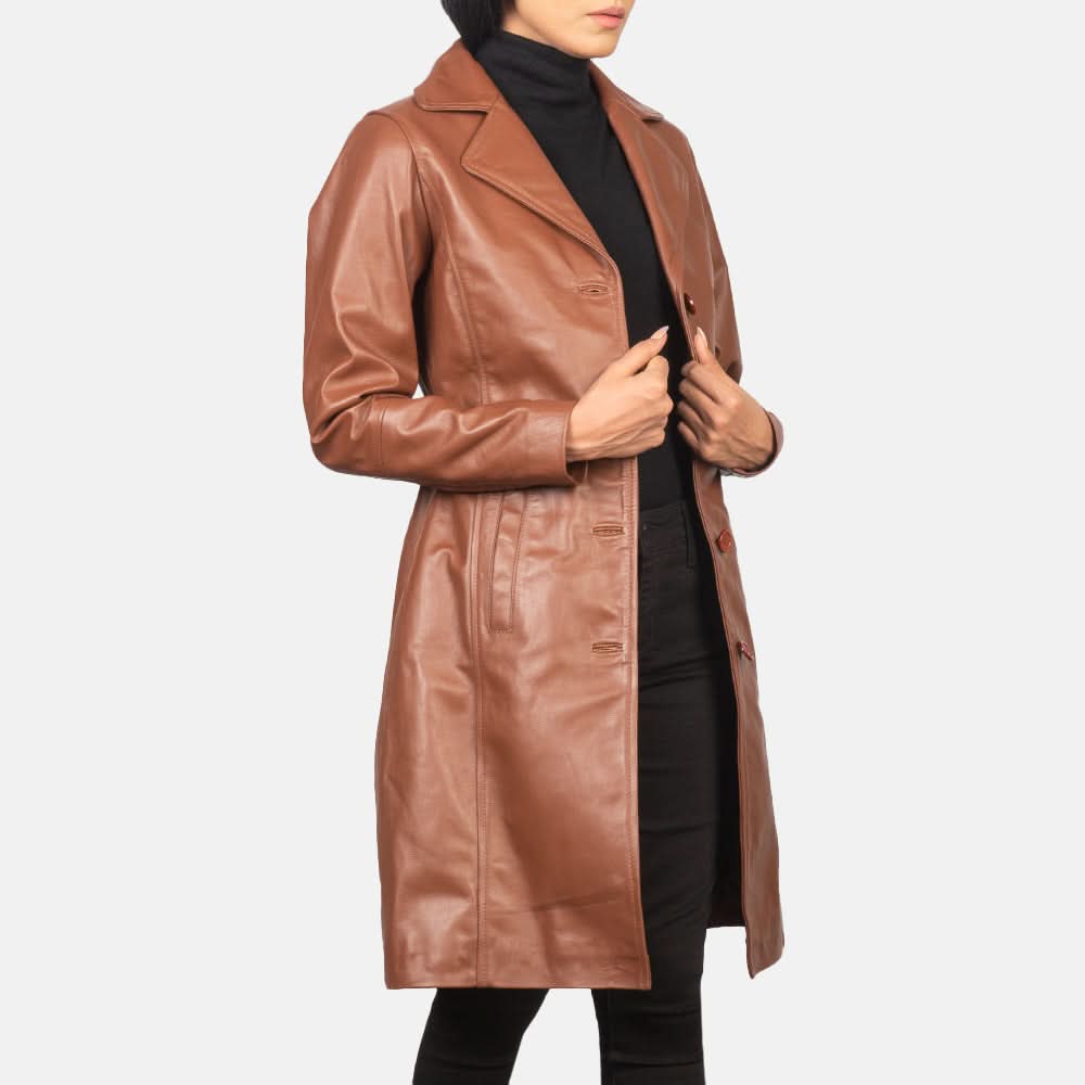 Alexis Brown Single Breasted Leather Coat - Leather Clan