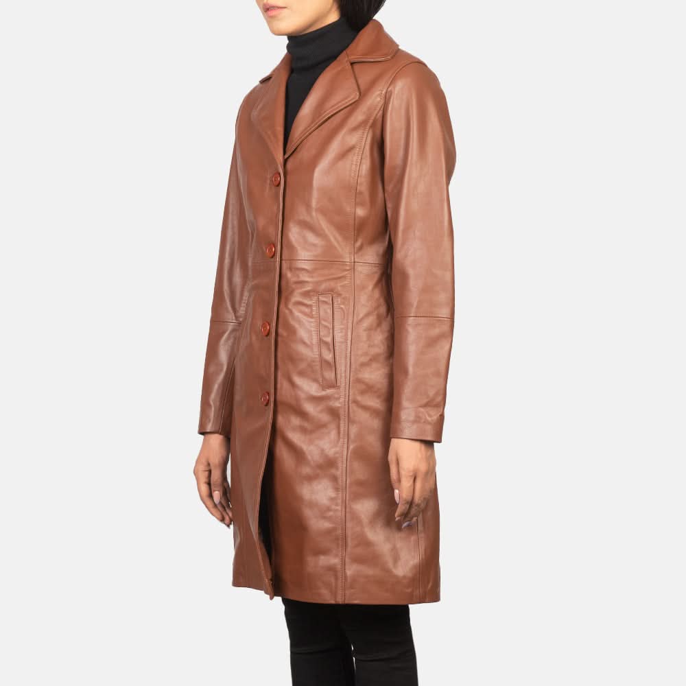 Alexis Brown Single Breasted Leather Coat - Leather Clan