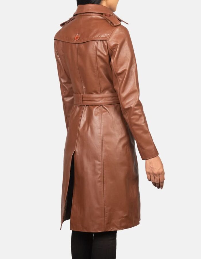 Alice Brown Double Breasted Leather Coat - Leather Clan