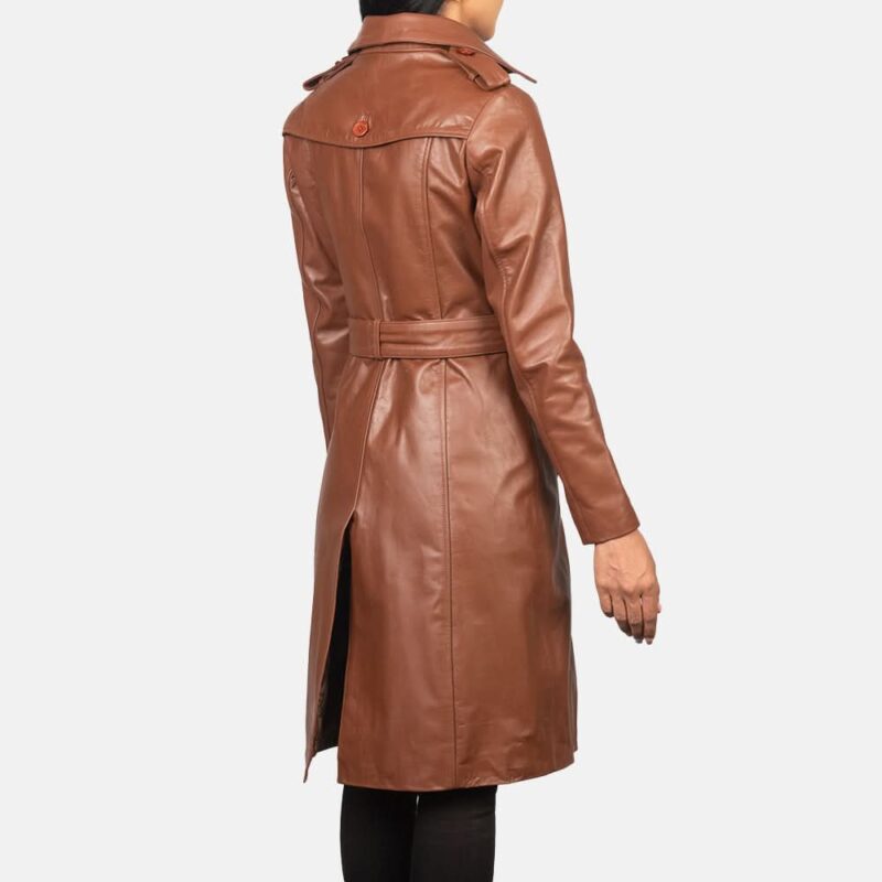 Alice Brown Double Breasted Leather Coat - Leather Clan