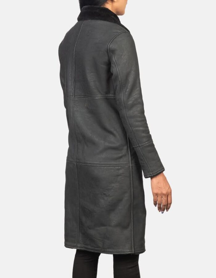 Alina Shearling Black Leather Coat - Leather Clan