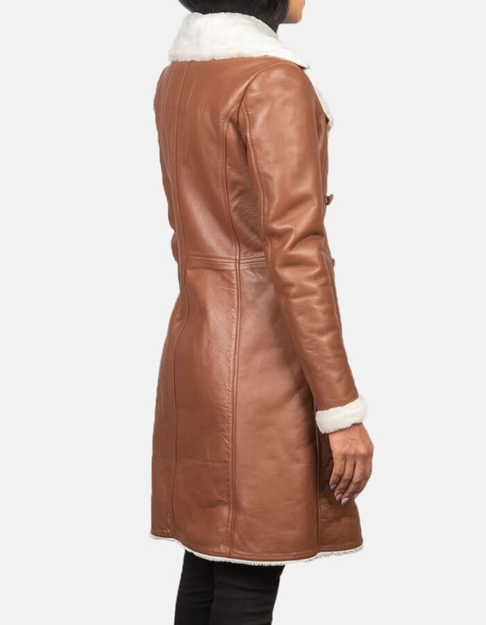 Amie Brown Double Breasted Shearling Coat - Leather Clan